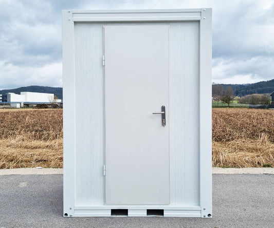 Mini Sanitärcontainer WC mit Waschbecken und Pissoir RAL9002 Weiß / inkl. Warmwasser
