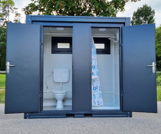 WC Sanitärcontainer Unisex Toilettencontainer mit Dusche und Pissoir RAL7016