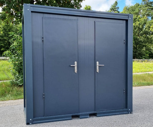 WC Sanitärcontainer mit Doppelkabine - Klo für Mann und Frau - RAL 7016